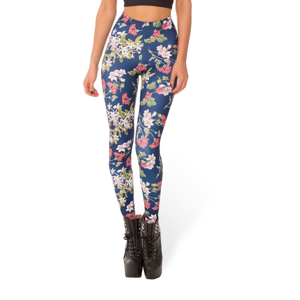 Blackmilk GORGEOUS GARDEN NAVY HWMF LEGGINGS